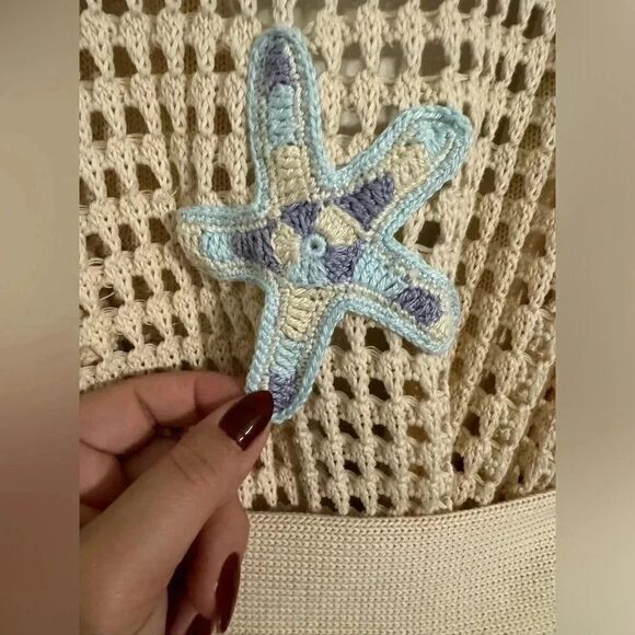 Canessa open-knit sea patch cardigan |Size 1x | 100%cotton | Made in Italy - Picture 8 of 11